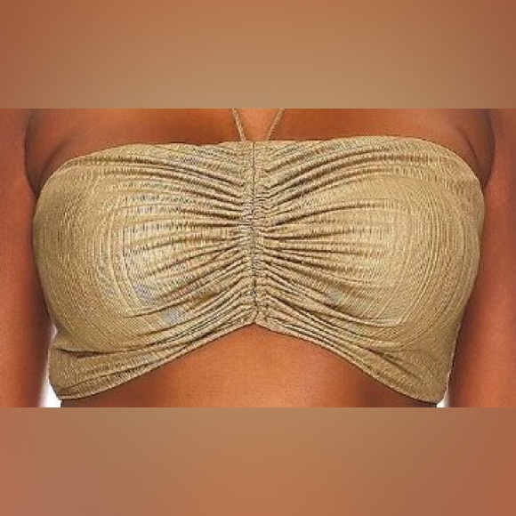 NWT REMI x REVOLVE Daniella Halter Top in Metallic Gold Size 4X - Picture 3 of 6